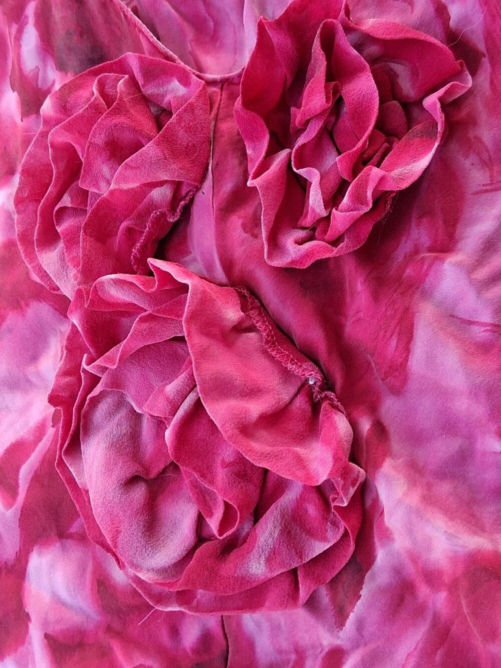 Vintage Victoria's Secret 100% SILK Red & Pink Rose Slip Dress Chemise